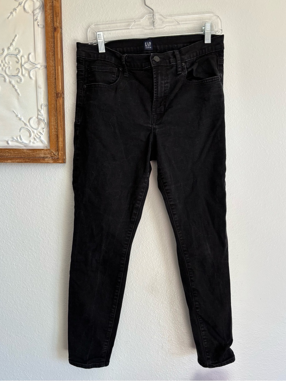 Gap skinny pants Legging Jeans Womens Size 31 Mid Rise Black Denim Wash